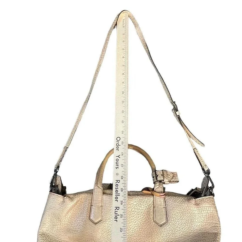 Reed Krakoff Metallic Textured Leather Satchel Crossbody Shoulder‎ Bag Gold